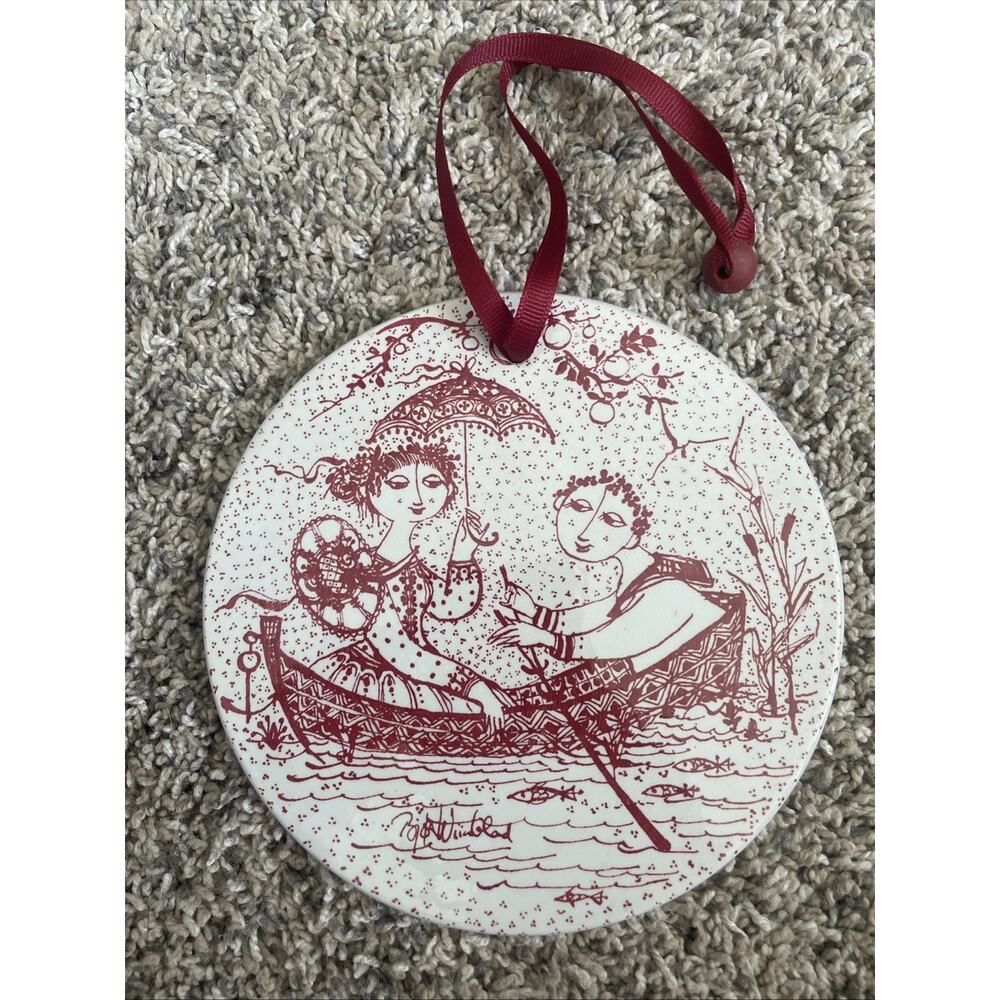 Bjorn Wiinblad: Juli Plate from Nymolle Denmark 6” Hanging Wall Plaque MCM Red